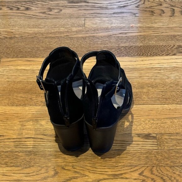 Suede sandals with block heels black - Picture 3 of 4